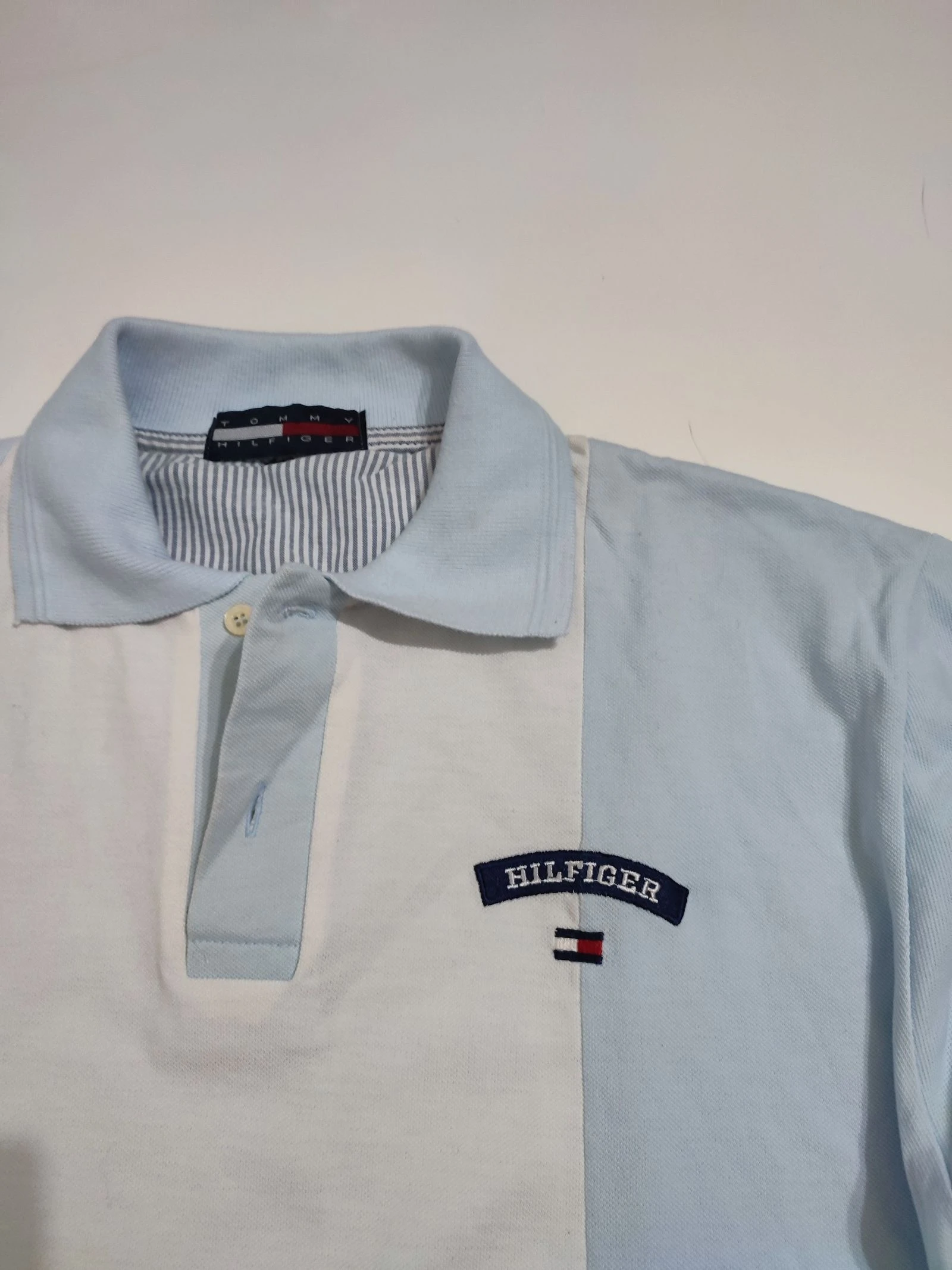 Polo Tommy Hilfiger vintage lichtblauw en wit maat L – photo 2